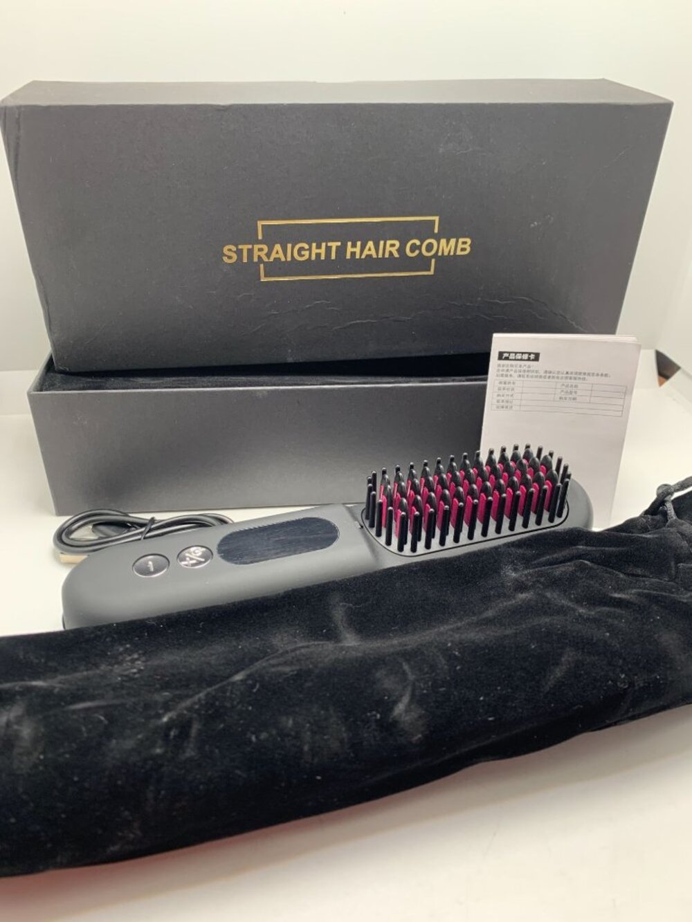Straight Hair Comb Electric Heated Brush With Box & Pouch